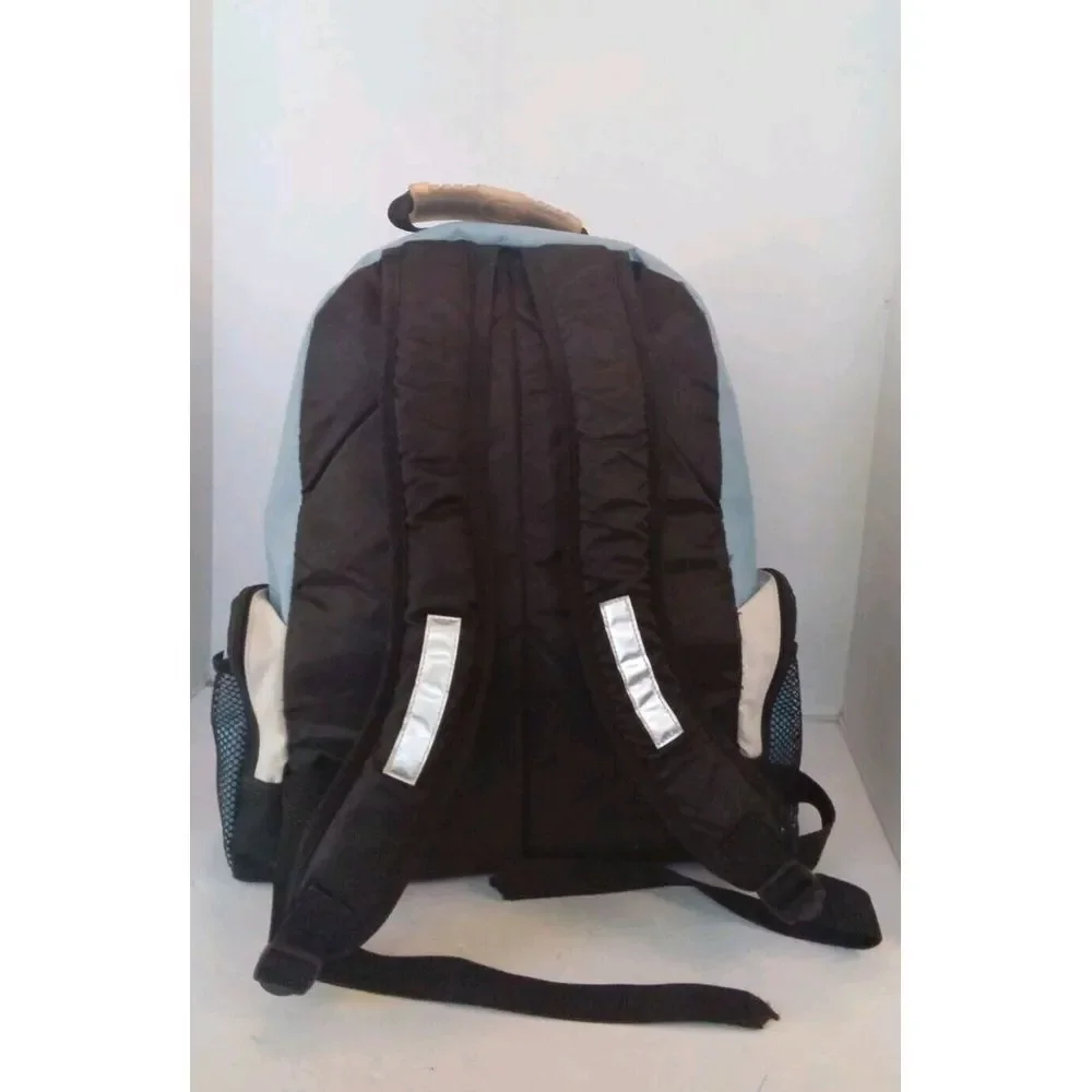 Multi-Pocket‎ Backpack Light Blue Gray Mesh Laptop Bag Multiple Compartments